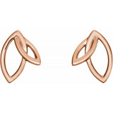 14K Rose Double Leaf Earrings - 86464607P photo 2