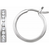 14K White 1/2 CTW Diamond Hoop Earrings - 65294060001P photo