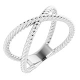 14K White Criss-Cross Rope Ring - 51737101P photo