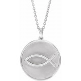 14K White 20.3x18.4 mm Ichthus (Fish) 16-18 Necklace - 87008201P photo