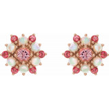 14K Rose Pink Tourmaline & Ethiopian Opal Cabochon Earrings - 86952602P photo 2