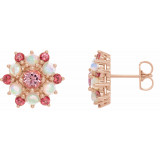 14K Rose Pink Tourmaline & Ethiopian Opal Cabochon Earrings - 86952602P photo