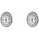 14K White Sapphire & 1/5 CTW Diamond Halo-Style Earrings - 86630780P photo 2
