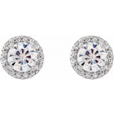 14K White 5 mm Round Forever Oneu2122 Moissanite and 1/8 CTW Diamond Earrings - 65247960002P photo 2