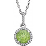 14K White Peridot & 1/10 CTW Diamond 18 Necklace - 65130170011P photo