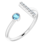 14K White Aquamarine & .06 CTW Diamond Bar Ring - 71918600P photo