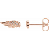 14K Rose .03 CTW Diamond Angel Wing Earrings - 86909602P photo