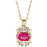 14K Yellow Pink Tourmaline & 1/3 CTW Diamond 16-18 Necklace - 869706156P photo