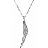 14K White 1/5 CTW Diamond Feather 16-18 Necklace - 86433600P photo