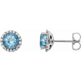 14K White Aquamarine & 1/6 CTW Diamond Earrings - 86509990P photo