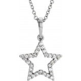 14K White 1/8 CTW Diamond Petite Star 16 Necklace - 8441960000P photo