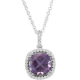 14K White Amethyst & 1/3 CTW Diamond 18 Necklace - 67981102P photo