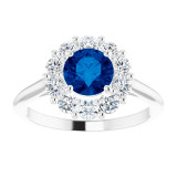 14K White Blue Sapphire & 1/2 CTW Diamond Ring - 7186160000P photo 3