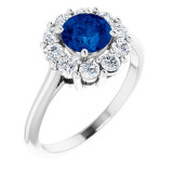 14K White Blue Sapphire & 1/2 CTW Diamond Ring - 7186160000P photo