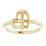 14K Yellow Heart Cross Ring - R43065102P photo 3