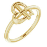 14K Yellow Heart Cross Ring - R43065102P photo
