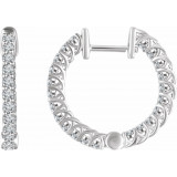 14K White 1 CTW Diamond Inside/Outside 20.1 mm Hoop Earrings - 65285460002P photo