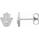 14K White 1/5 CTW Diamond Hamsa Earrings - 65273860002P photo