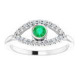 14K White Emerald & White Sapphire Evil Eye Ring - 72064614P photo 3